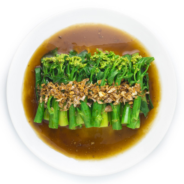 A plate of Stir Fried Chinese kale in Oyster sauce