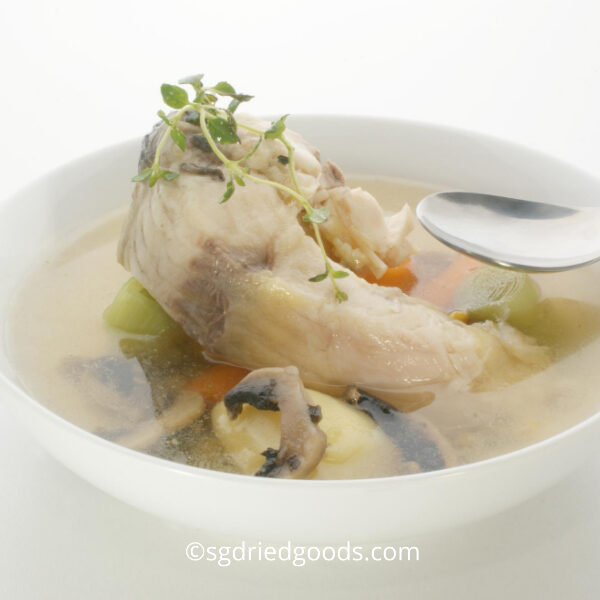A bowl of Chinese Fish Soup with salted vegetable