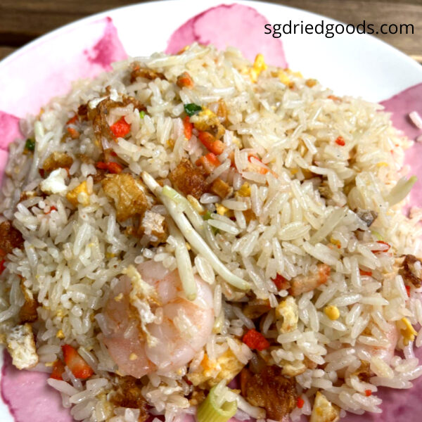 A plate of salted fish fried rice